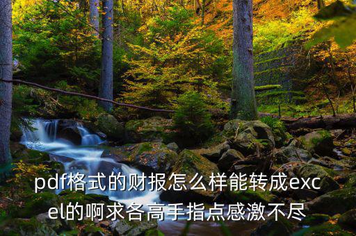 什么是財報自動轉(zhuǎn)換工具，pdf格式的財報怎么樣能轉(zhuǎn)成excel的啊求各高手指點感激不盡