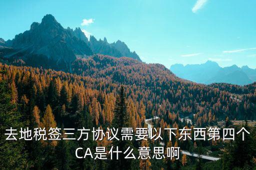 稅務(wù)局ca是什么意思，去地稅簽三方協(xié)議需要以下東西第四個CA是什么意思啊