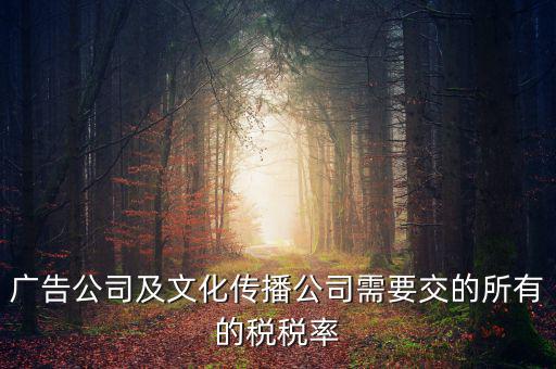 廣告公司交什么稅，廣告公司及文化傳播公司需要交的所有的稅稅率