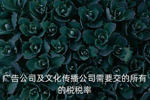 廣告公司需要交什么稅，廣告公司及文化傳播公司需要交的所有的稅稅率