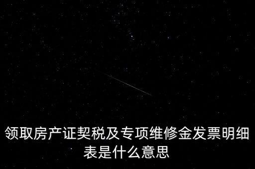 發(fā)票明細(xì)表是什么，領(lǐng)取房產(chǎn)證契稅及專項(xiàng)維修金發(fā)票明細(xì)表是什么意思