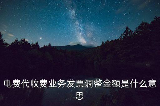 發(fā)票調(diào)試是什么意思，電費代收費業(yè)務(wù)發(fā)票調(diào)整金額是什么意思