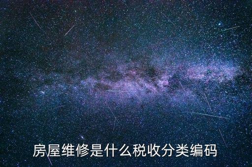 如何維護稅收分類編碼，房屋維修是什么稅收分類編碼
