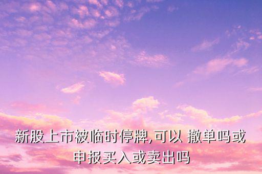 新股上市被臨時停牌,可以 撤單嗎或申報(bào)買入或賣出嗎