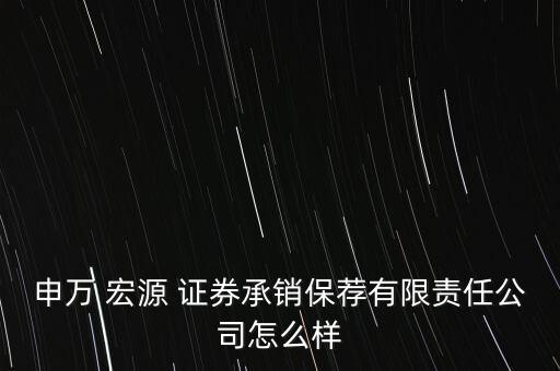 申萬(wàn) 宏源 證券承銷保薦有限責(zé)任公司怎么樣