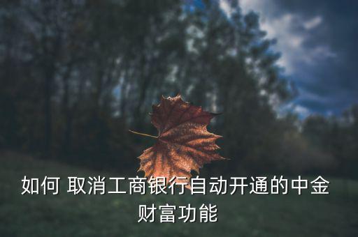 如何 取消工商銀行自動開通的中金 財(cái)富功能