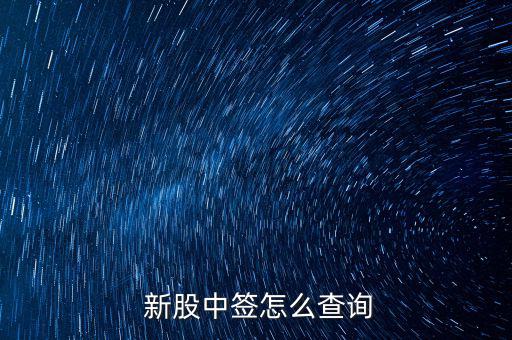  新股中簽怎么查詢