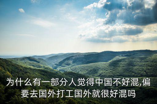 為什么有一部分人覺(jué)得中國(guó)不好混,偏要去國(guó)外打工國(guó)外就很好混嗎