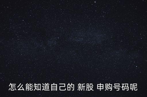 怎么能知道自己的 新股 申購號(hào)碼呢