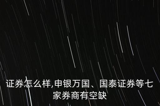 邦德證券怎么樣,申銀萬國(guó)、國(guó)泰證券等七家券商有空缺