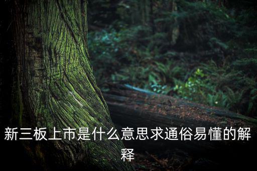 什么是新三板上市，新三板上市是什么意思求通俗易懂的解釋