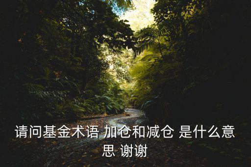 請(qǐng)問基金術(shù)語 加倉(cāng)和減倉(cāng) 是什么意思 謝謝