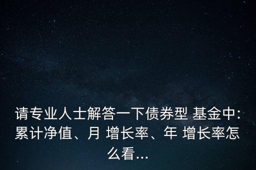 請專業(yè)人士解答一下債券型 基金中:累計凈值、月 增長率、年 增長率怎么看...