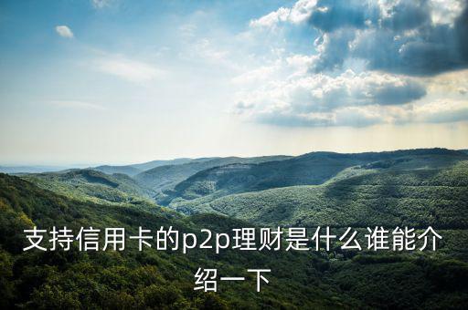 支持信用卡的p2p理財(cái)是什么誰能介紹一下