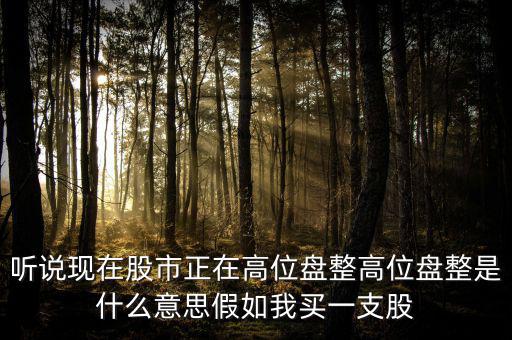 聽說現在股市正在高位盤整高位盤整是什么意思假如我買一支股