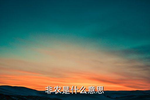 大非農(nóng)是什么意思，非農(nóng)是什么意思