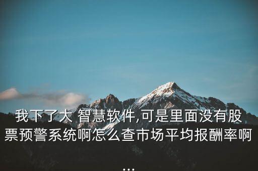 我下了大 智慧軟件,可是里面沒有股票預警系統(tǒng)啊怎么查市場平均報酬率啊...