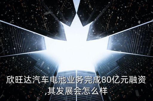 欣旺達汽車電池業(yè)務(wù)完成80億元融資,其發(fā)展會怎么樣
