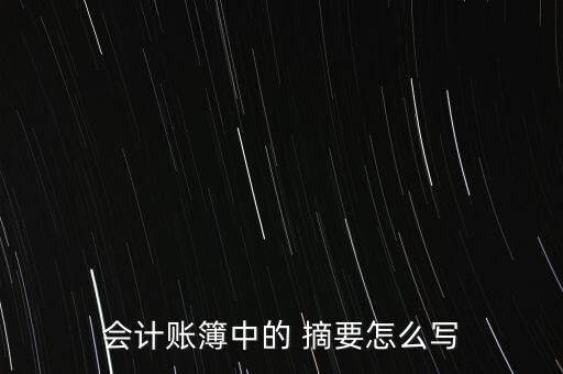 會計賬簿中的 摘要怎么寫