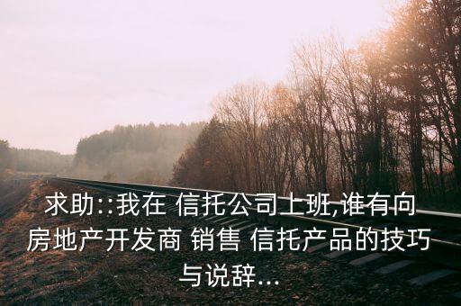 求助::我在 信托公司上班,誰(shuí)有向房地產(chǎn)開發(fā)商 銷售 信托產(chǎn)品的技巧與說(shuō)辭...