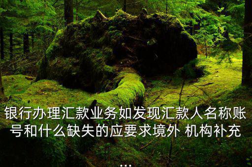 銀行辦理匯款業(yè)務(wù)如發(fā)現(xiàn)匯款人名稱(chēng)賬號(hào)和什么缺失的應(yīng)要求境外 機(jī)構(gòu)補(bǔ)充...