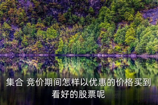 集合 競價期間怎樣以優(yōu)惠的價格買到看好的股票呢