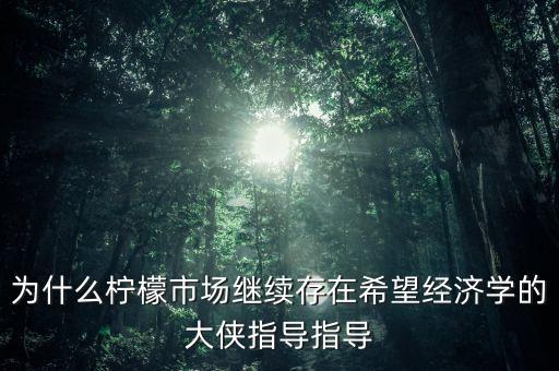 為什么檸檬市場繼續(xù)存在希望經(jīng)濟(jì)學(xué)的大俠指導(dǎo)指導(dǎo)