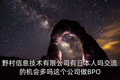 野村信息技術(shù)有限公司有日本人嗎交流的機(jī)會(huì)多嗎這個(gè)公司做BPO