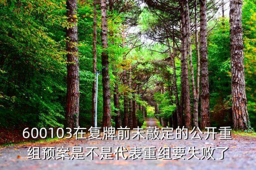600103在復牌前未敲定的公開重組預案是不是代表重組要失敗了