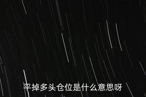 多頭倉位是什么，平掉多頭倉位是什么意思呀