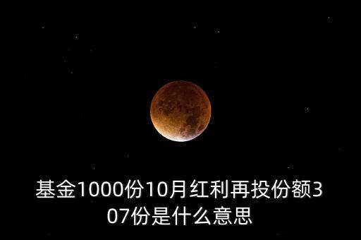 紅利再投資是什么意思，基金1000份10月紅利再投份額307份是什么意思