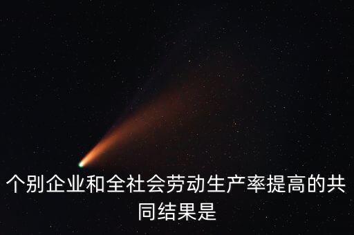 個(gè)別企業(yè)和全社會勞動(dòng)生產(chǎn)率提高的共同結(jié)果是