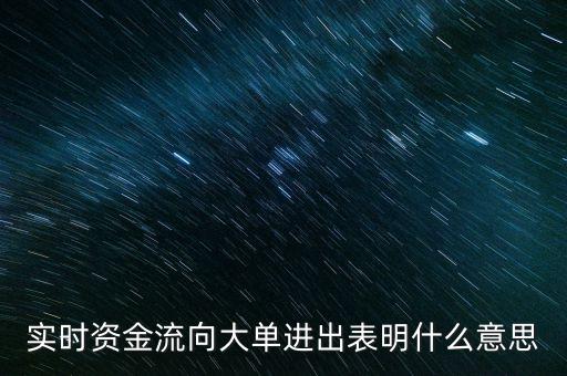 實時資金流向大單進(jìn)出表明什么意思