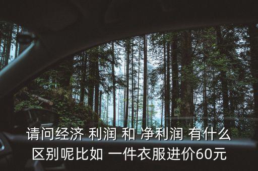 請(qǐng)問經(jīng)濟(jì) 利潤(rùn) 和 凈利潤(rùn) 有什么區(qū)別呢比如 一件衣服進(jìn)價(jià)60元