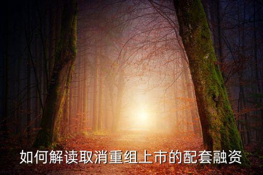 如何解讀取消重組上市的配套融資