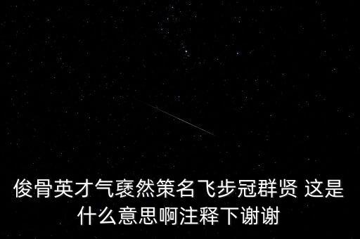 駿環(huán)升旺是什么，俊骨英才氣褎然策名飛步冠群賢 這是什么意思啊注釋下謝謝