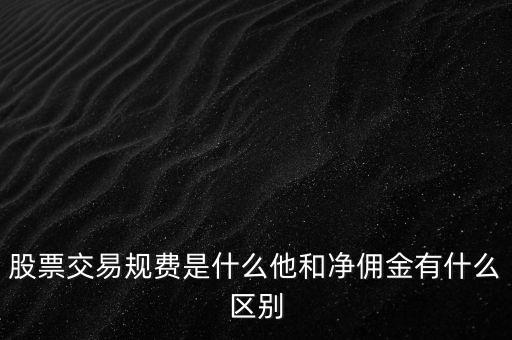 股票交易規(guī)費(fèi)是什么他和凈傭金有什么區(qū)別