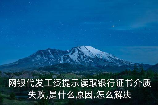  網(wǎng)銀代發(fā)工資提示讀取銀行證書介質(zhì) 失敗,是什么原因,怎么解決