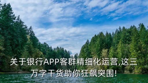 關于銀行APP客群精細化運營,這三萬字干貨助你狂飆突圍!