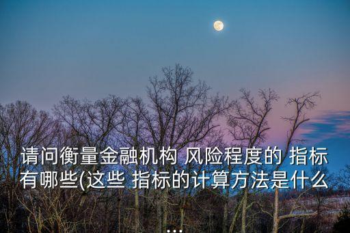 請問衡量金融機(jī)構(gòu) 風(fēng)險程度的 指標(biāo)有哪些(這些 指標(biāo)的計(jì)算方法是什么...