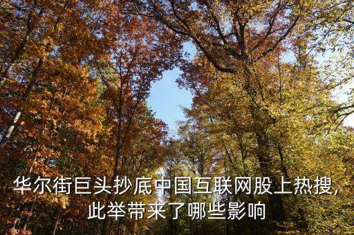 華爾街巨頭抄底中國(guó)互聯(lián)網(wǎng)股上熱搜,此舉帶來了哪些影響