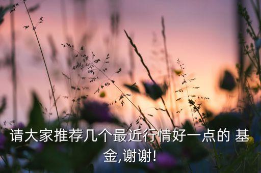 請大家推薦幾個(gè)最近行情好一點(diǎn)的 基金,謝謝!