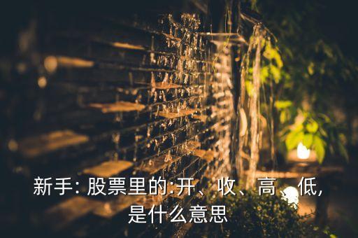 新手: 股票里的:開、收、高、低,是什么意思